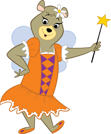 cindy bear dressed as a fairy