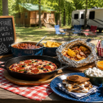 Campfire meal ideas and outdoor cooking setup at Jellystone Park™ Asheboro