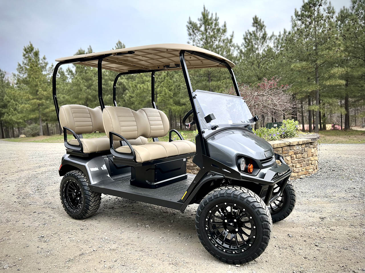 Four-passenger golf cart available for rent at Jellystone Park Asheboro North Carolina