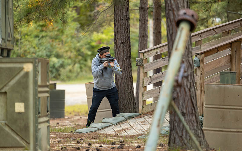 Guest playing laser tag at Asheboro Jellystone Park